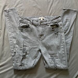 Kendall + Kylie High Rise Black Distressed Patch Skinny Jeans Size 11